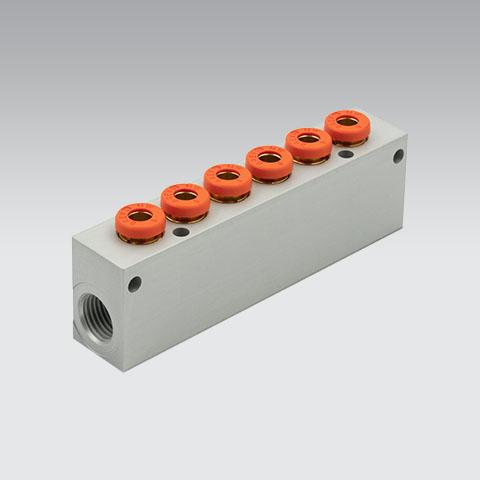 Distributor 6 pos. 3/8'' cartridges Ø8