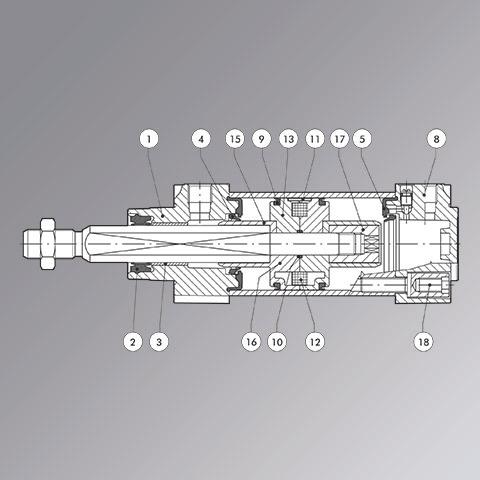 Front end-cap kitPU ISO15552 TWO-FLAT Ø32