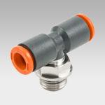 Rotary central tee, male, cylindrical, technopolymer R35 BTY